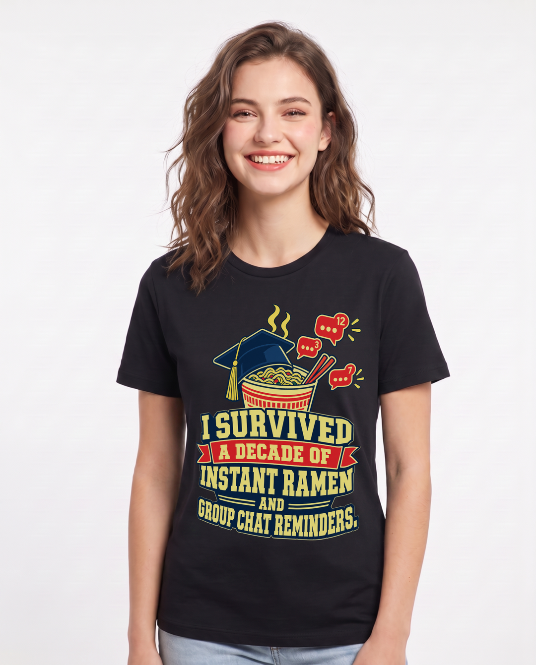 Graduation Black T-Shirt for Women – Everyday Expression Graphic Tee product image 3