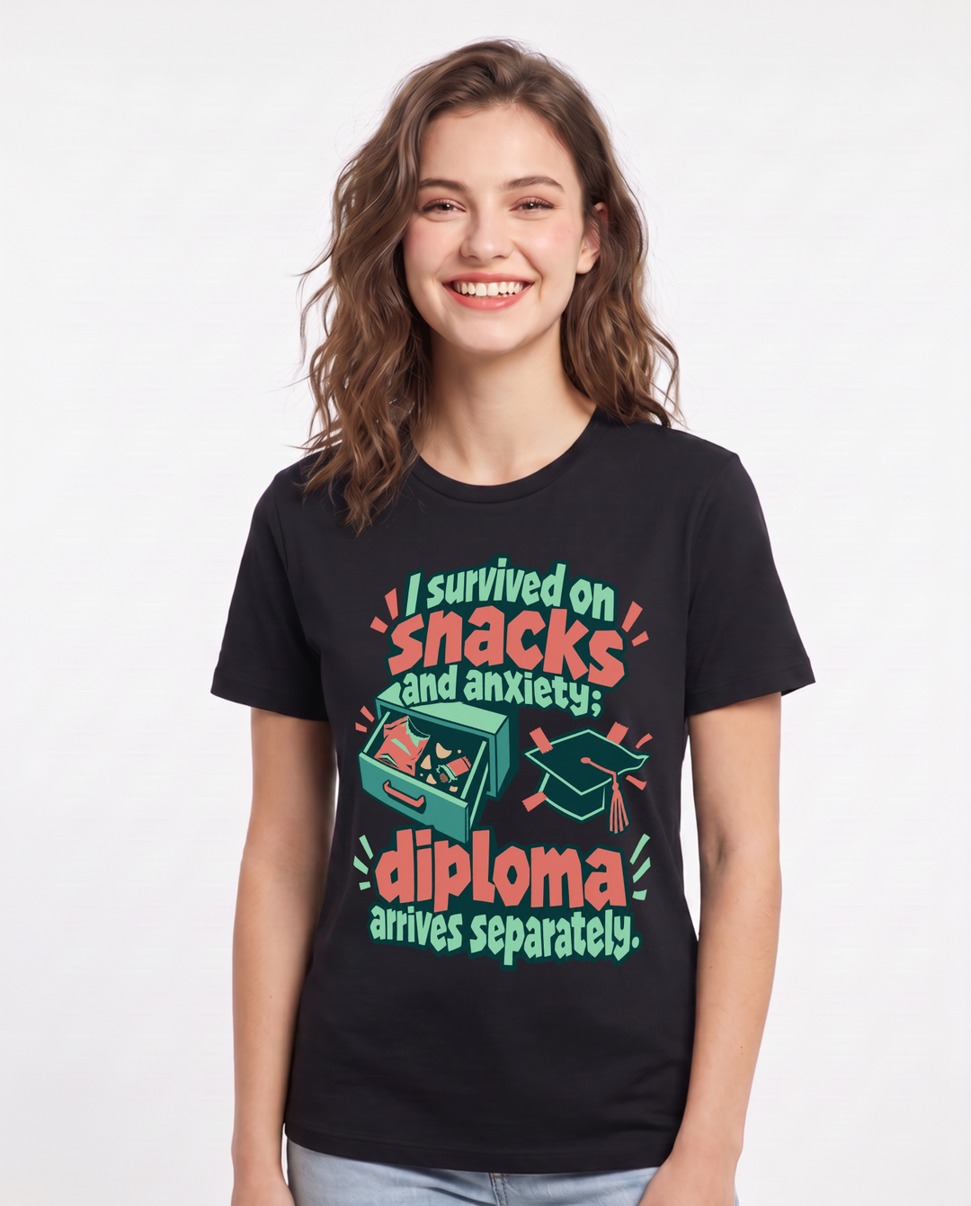 Graduation Black T-Shirt for Women – Everyday Expression Graphic Tee product image 3