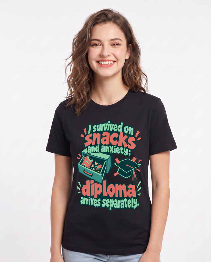 Graduation Black T-Shirt for Women – Everyday Expression Graphic Tee product image 3