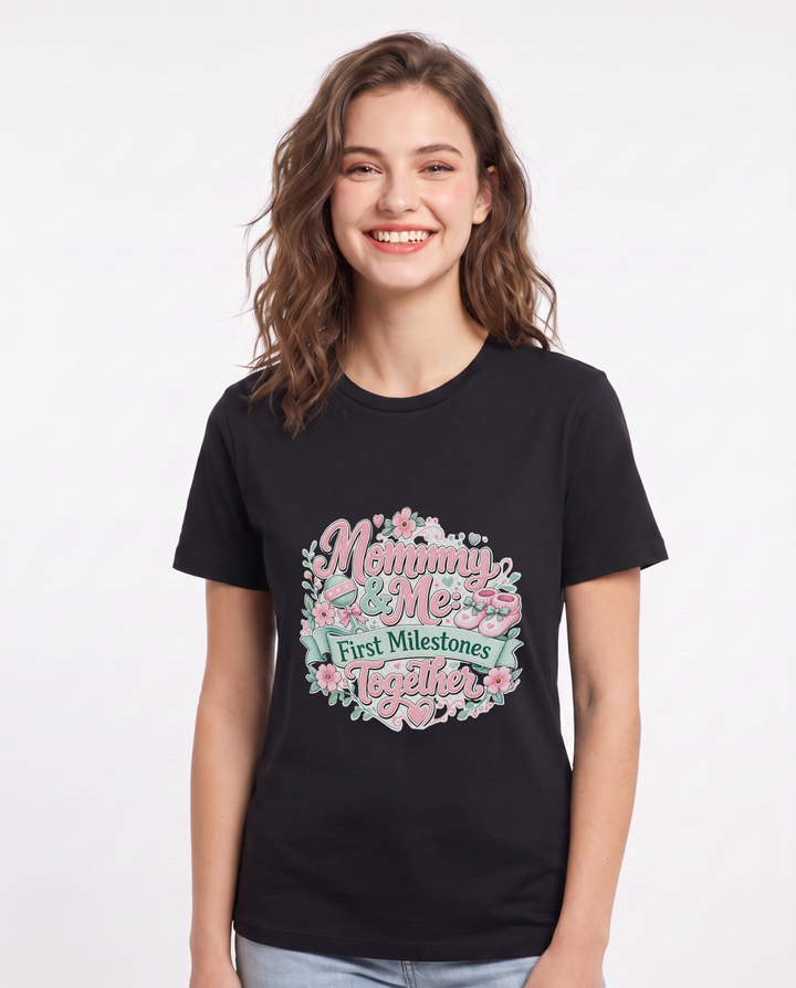 Mommy & Me: First Milestones Together Women's Black T-Shirt product image 2