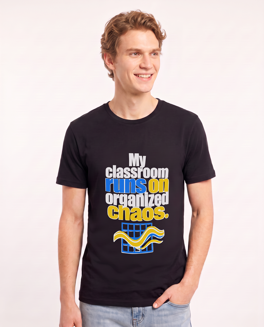 My classroom runs on organized chaos. Men's Black T-Shirt product image 1