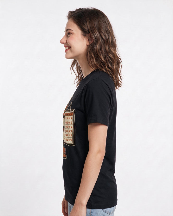 Cat Lover Women's Black T-Shirt – My cat's schedule is the only one that matters. product image 2