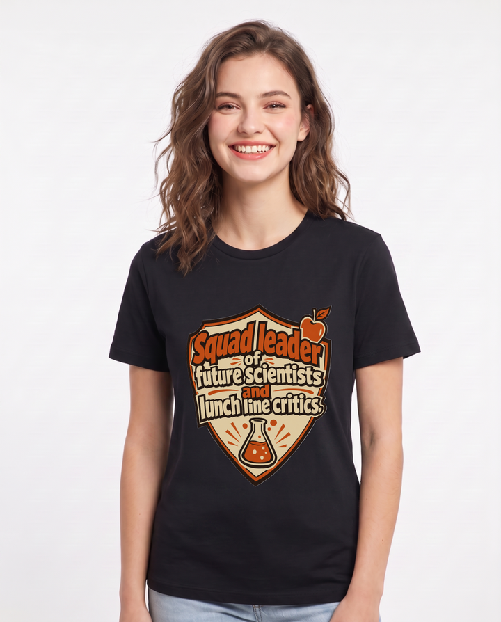 Teacher Gift Women's Black T-Shirt - Squad leader of future scientists product image 1