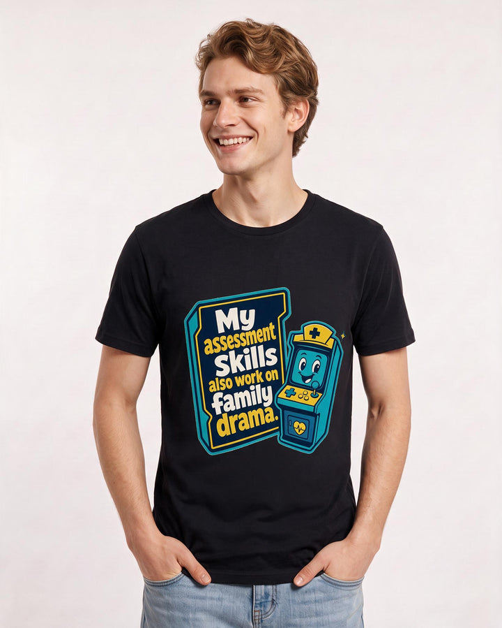 Nurse Gift Men's Black T-Shirt - My assessment skills also work on product image 3