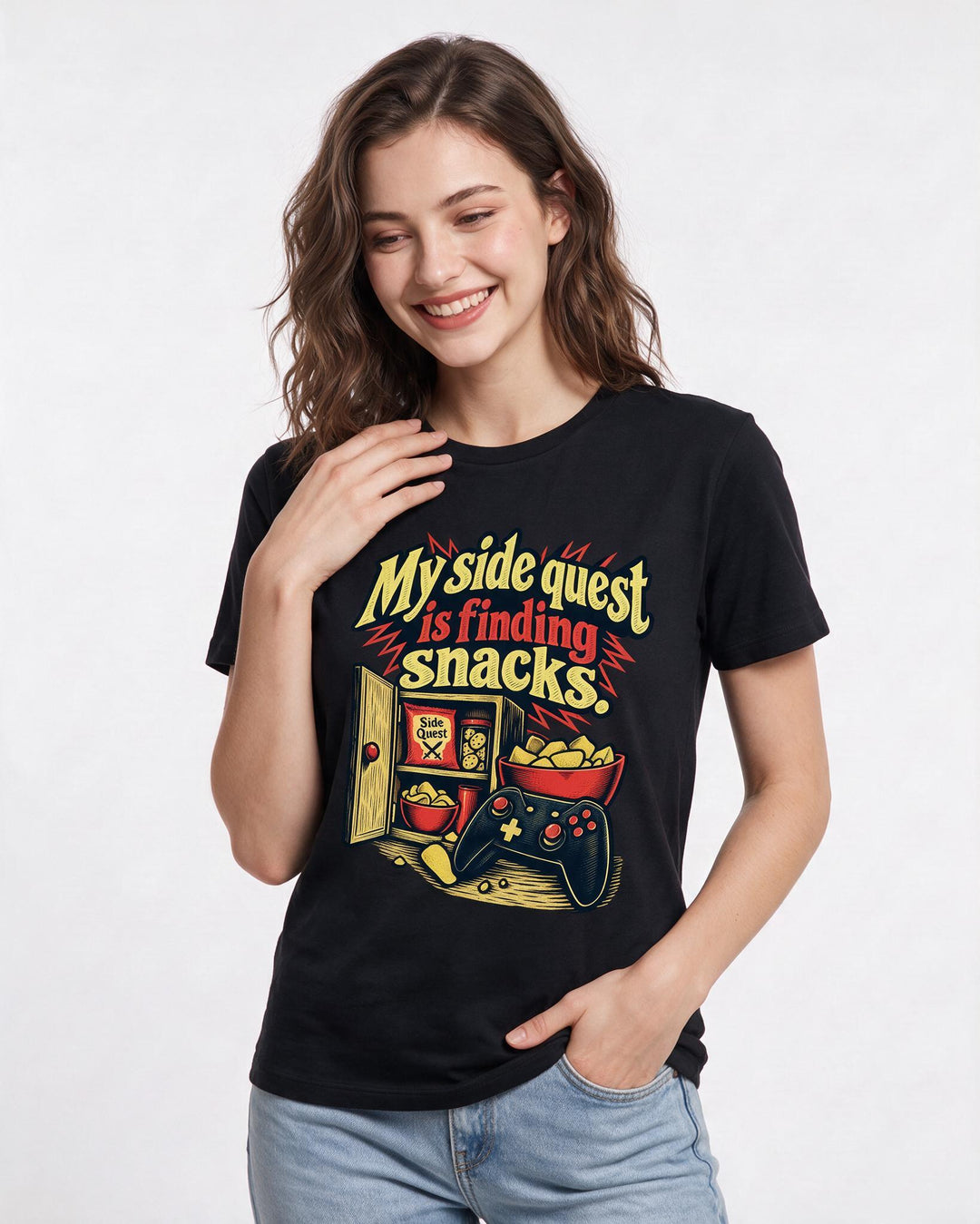 Gaming Black T-Shirt for Women – Game Night Graphic Tee product image 1