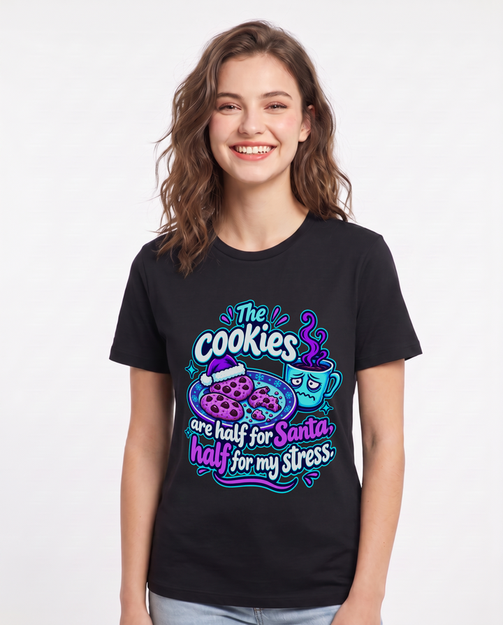 Christmas Black T-Shirt for Women – Holiday Theme Graphic Tee product image 3