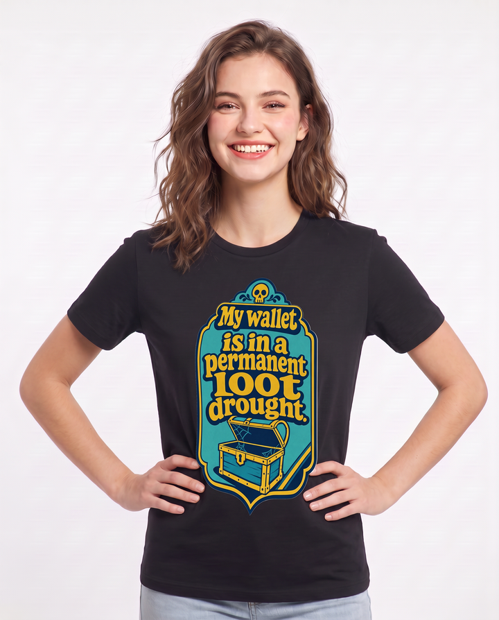 Gaming Women's Black T-Shirt - My wallet is in a permanent loot product image 3