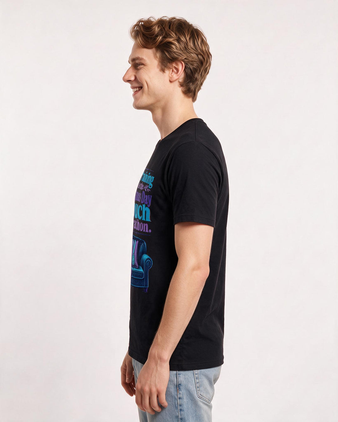 Christmas Men's Black T-Shirt – I'm training for the Christmas Day couch marathon. product image 2