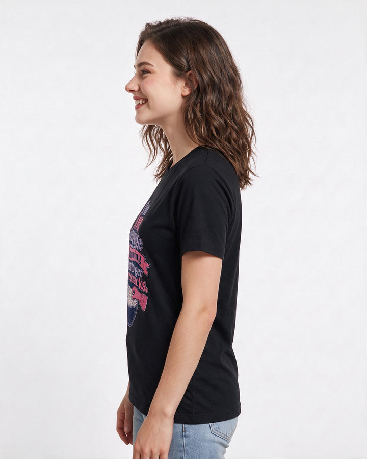 Couples Black T-Shirt for Women – Everyday Expression Graphic Tee product image 2