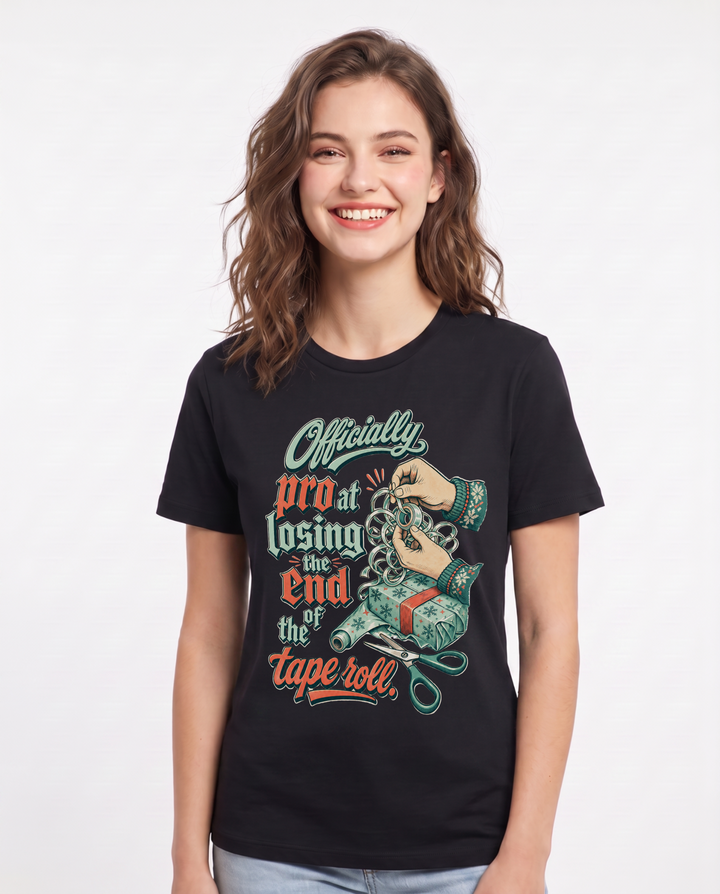 Christmas Black T-Shirt for Women – Holiday Theme Graphic Tee product image 3