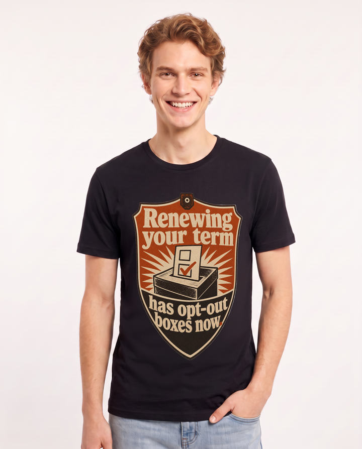 Graphic Men's Black T-Shirt - Renewing your term has opt-out boxes product image 1