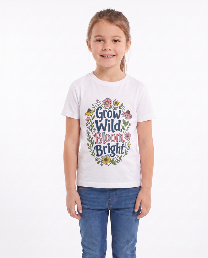 Grow Wild, Bloom Bright White T-Shirt mockup 1