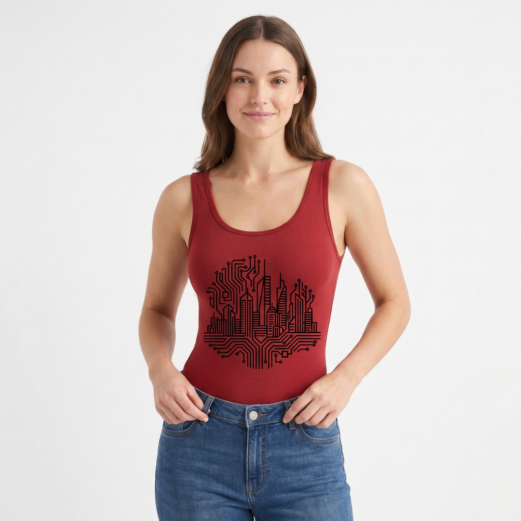 - Sleeveless Round-Neck Tank Bodysuit mockup 1