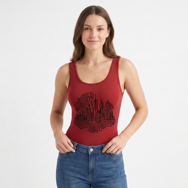 - Sleeveless Round-Neck Tank Bodysuit mockup 1