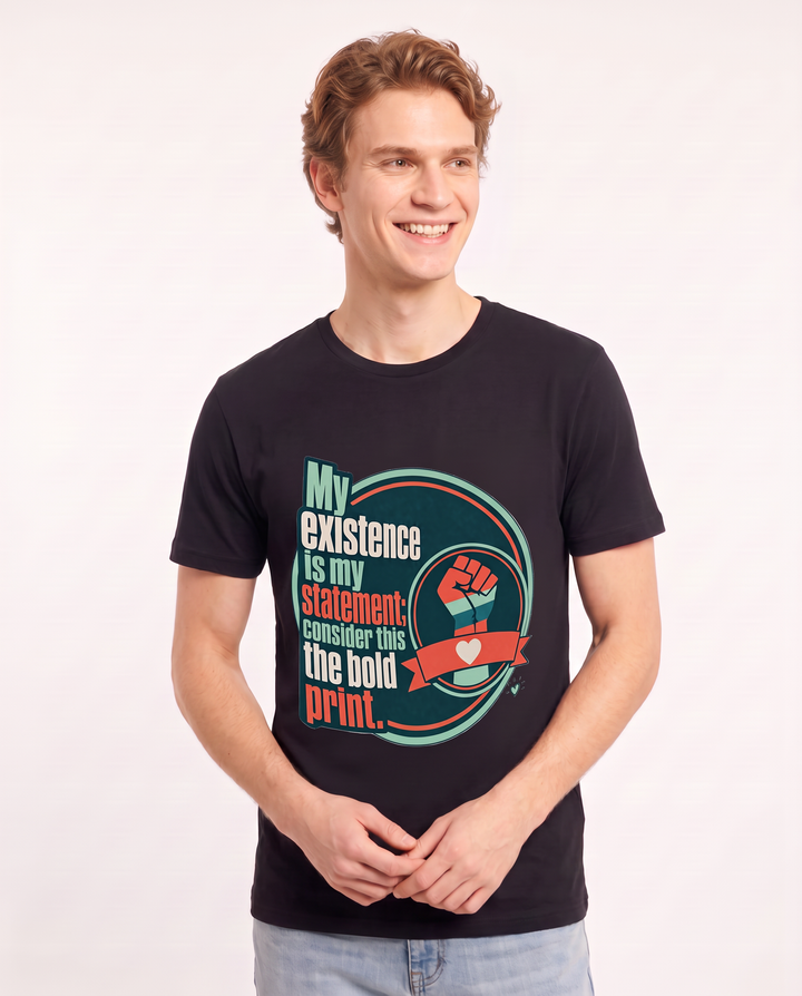 Graphic Men's Black T-Shirt - My existence is my statement; consider product image 3