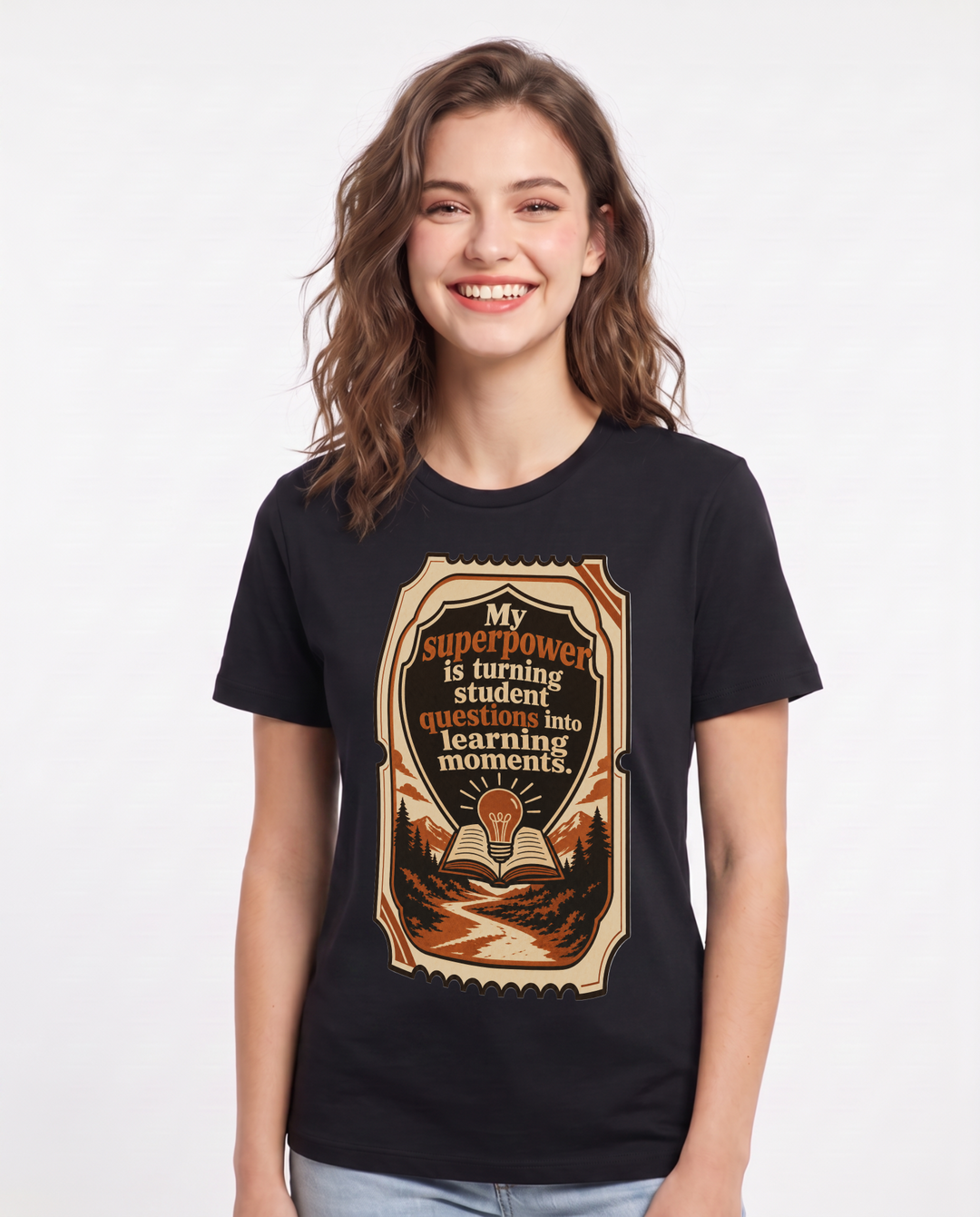 Teacher Gift Women's Black T-Shirt - My superpower is turning student product image 1