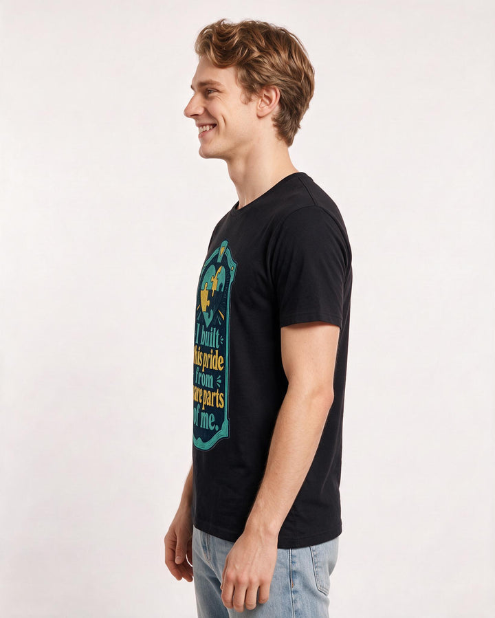 Graphic Men's Black T-Shirt - I built this pride from spare parts of product image 2