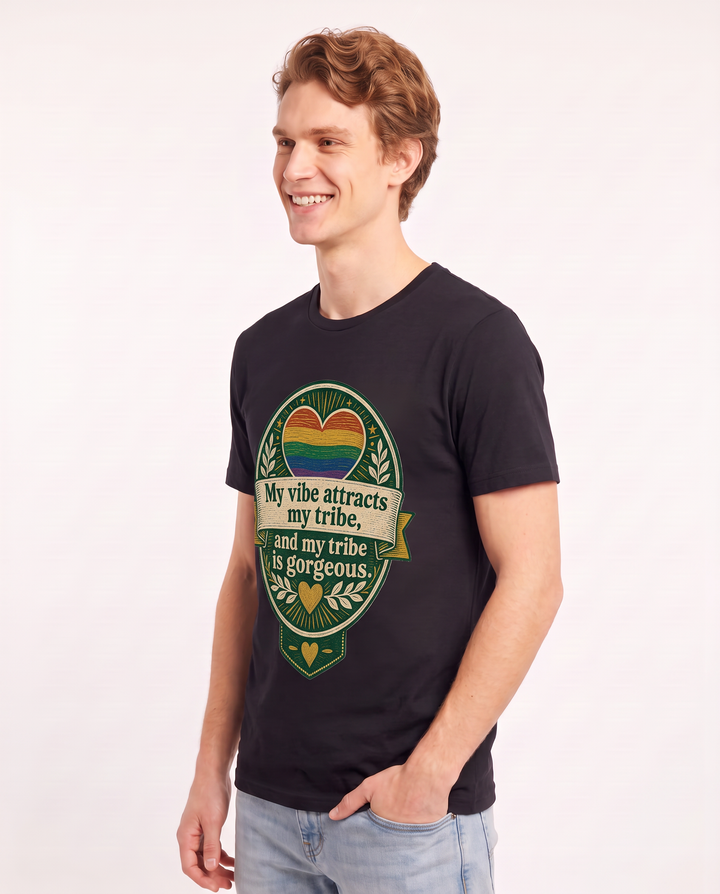 Graphic Men's Black T-Shirt - My vibe attracts my tribe, and my tribe product image 2