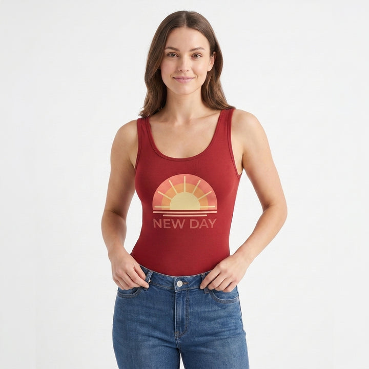 Fresh Start Vibes Sleeveless Tank Bodysuit mockup 1