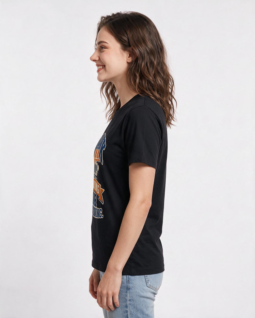 Couples Black T-Shirt for Women – Everyday Expression Graphic Tee product image 2