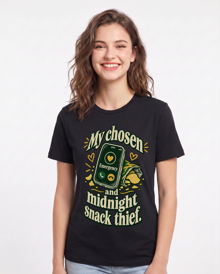 Couples Black T-Shirt for Women – Everyday Expression Graphic Tee product image 3