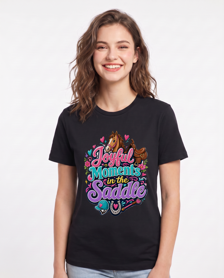 Joyful Moments in the Saddle Women's Black T-Shirt product image 2