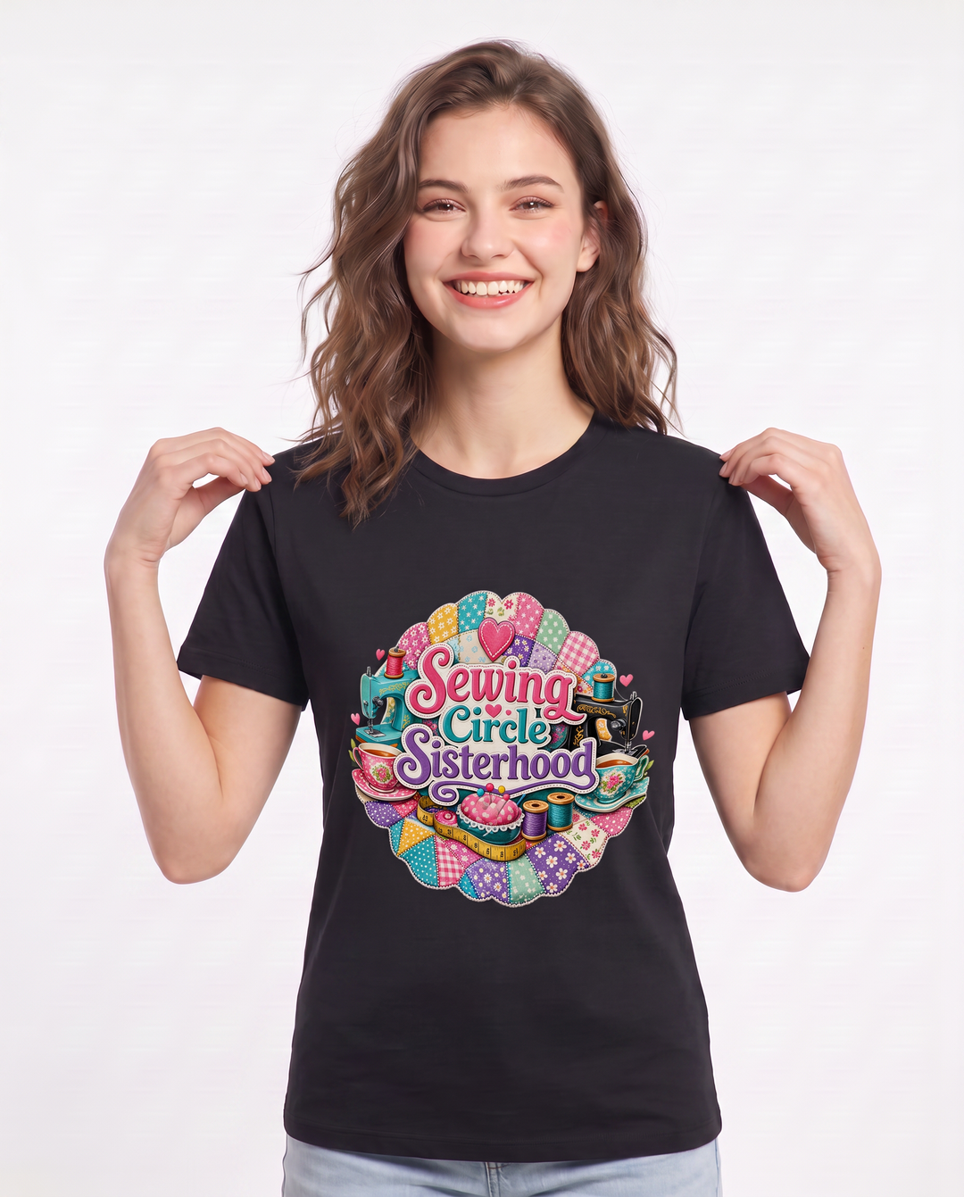 Sewing Circle Sisterhood Women's Black T-Shirt product image 1