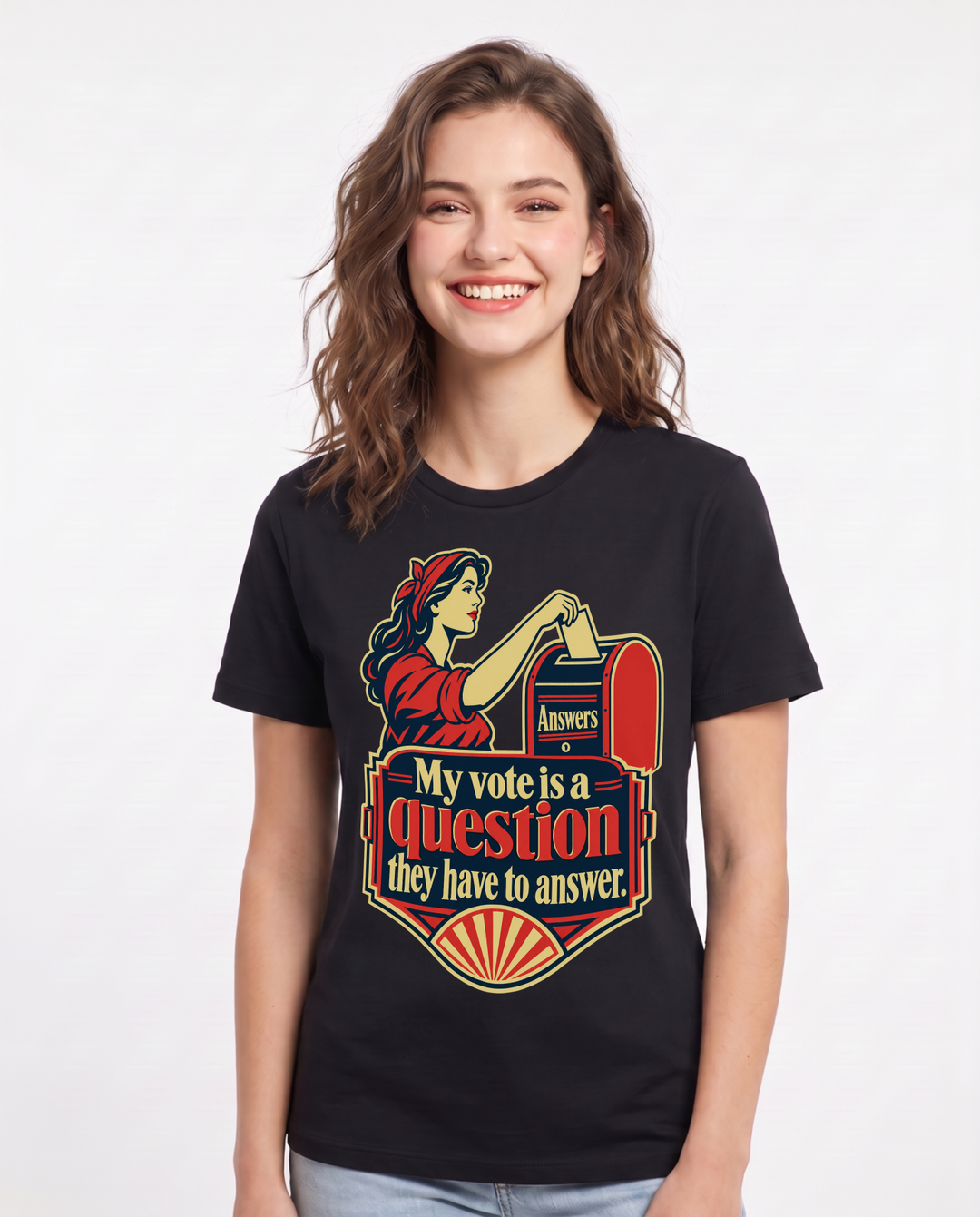 Political Statement Black T-Shirt for Women – Everyday Expression Graphic Tee product image 3