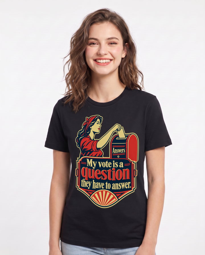 Political Statement Black T-Shirt for Women – Everyday Expression Graphic Tee product image 3