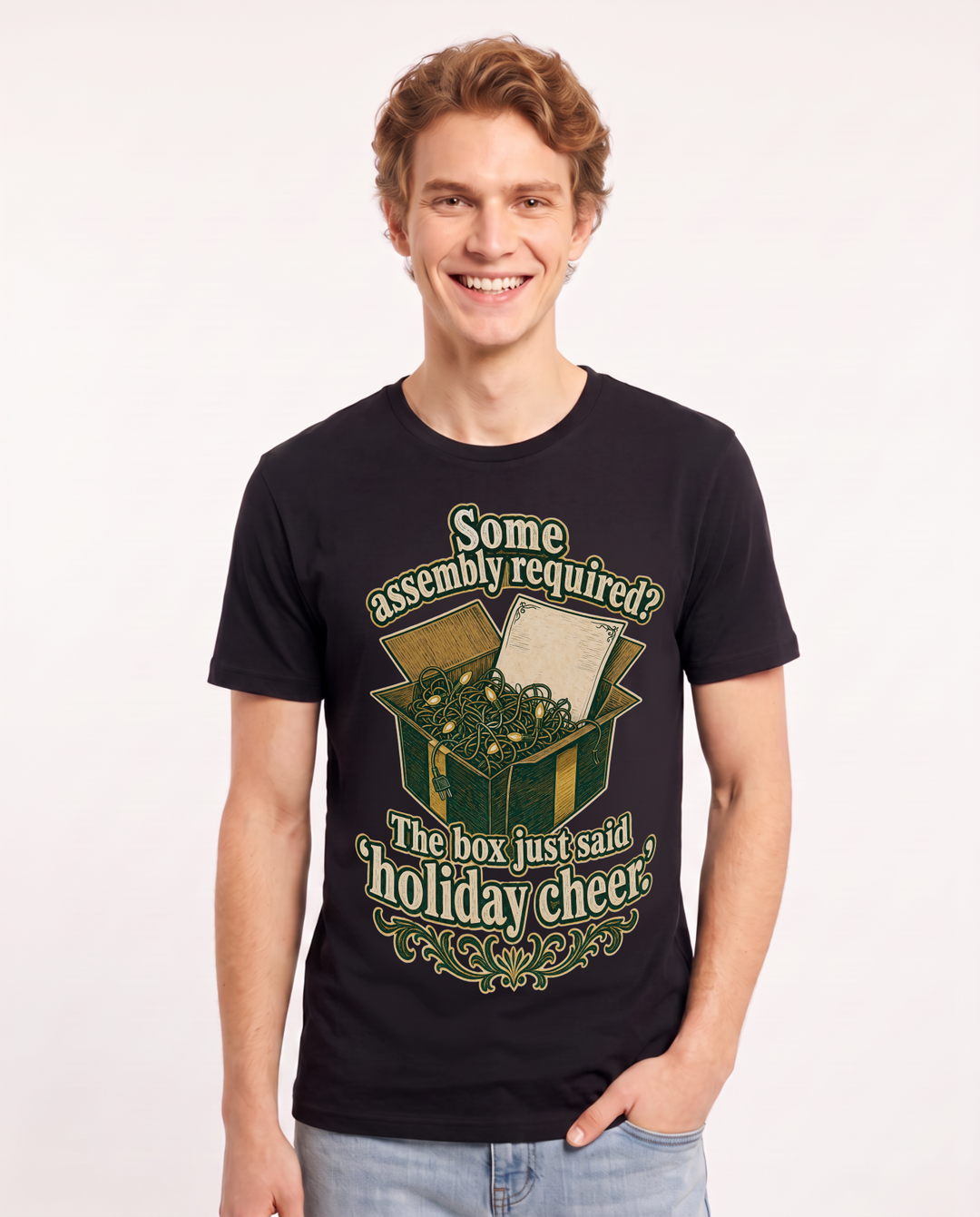 Christmas Black T-Shirt for Men – Holiday Theme Graphic Tee product image 3