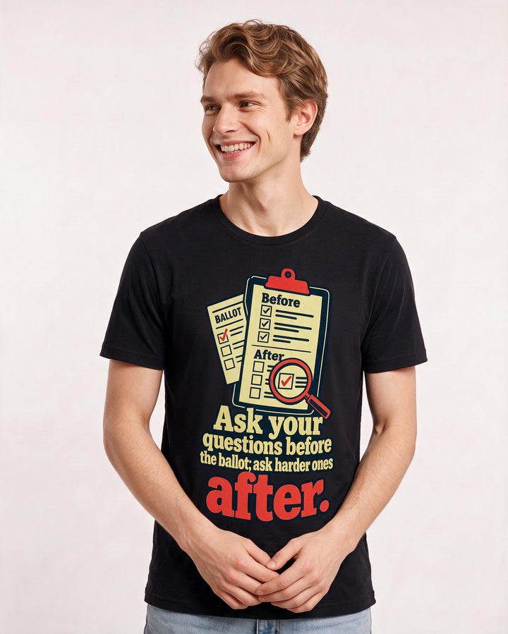 Political Statement Black T-Shirt for Men – Everyday Expression Graphic Tee product image 1