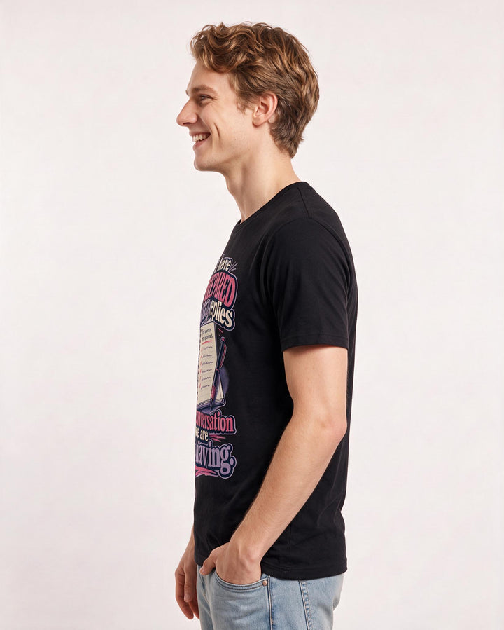 Funny Meme Men's Black T-Shirt – I have prepared witty replies for a conversation we are not having. product image 2