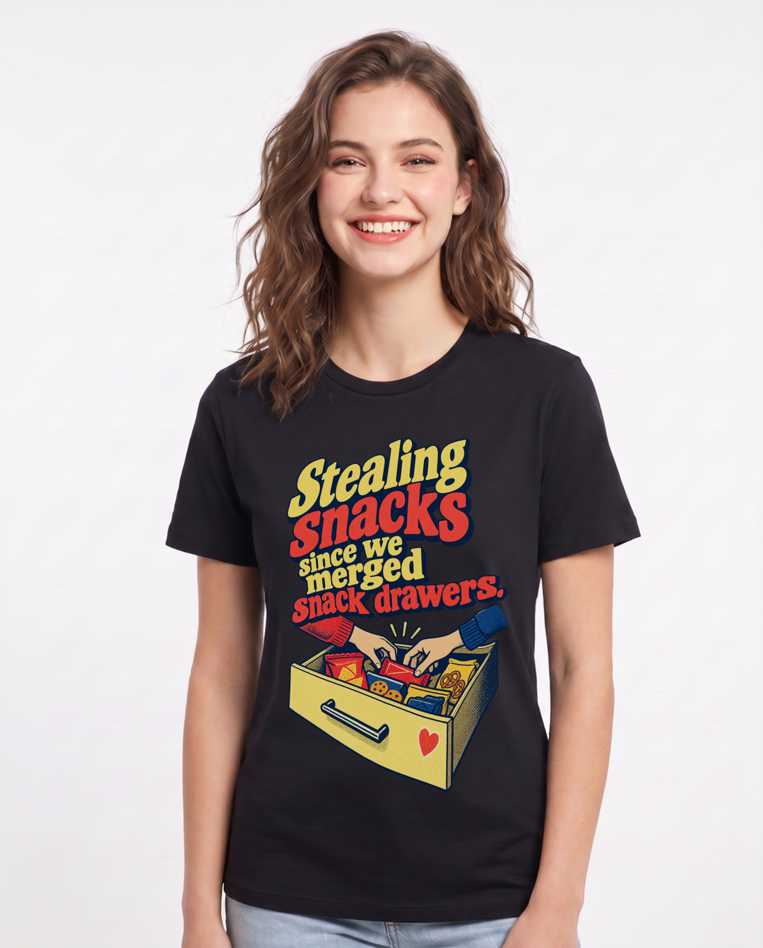 Couples Black T-Shirt for Women – Everyday Expression Graphic Tee product image 3