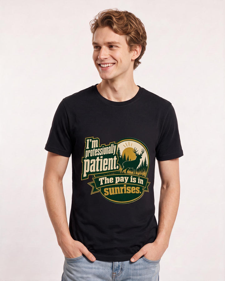 Hunting Men's Black T-Shirt - I'm professionally patient. The pay is product image 3