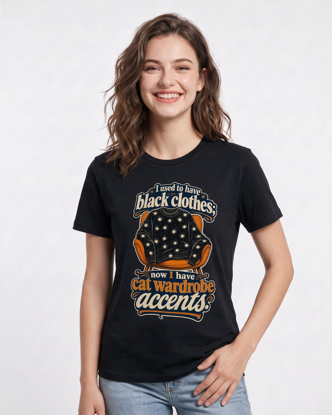 Cat Lover Black T-Shirt for Women – Everyday Expression Graphic Tee product image 3