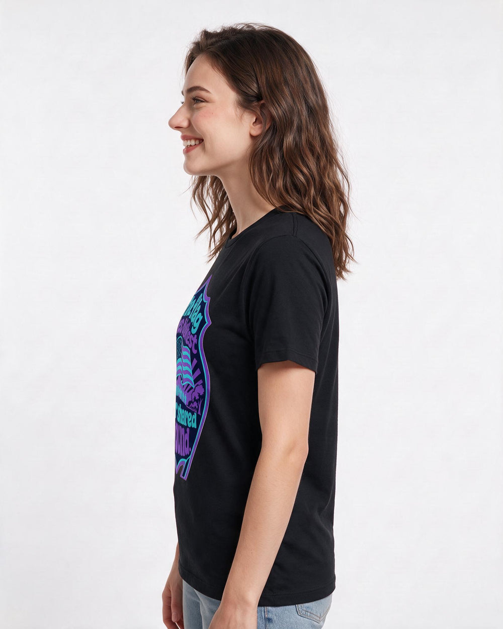 Graphic Women's Black T-Shirt - The flag flies highest over shared product image 2