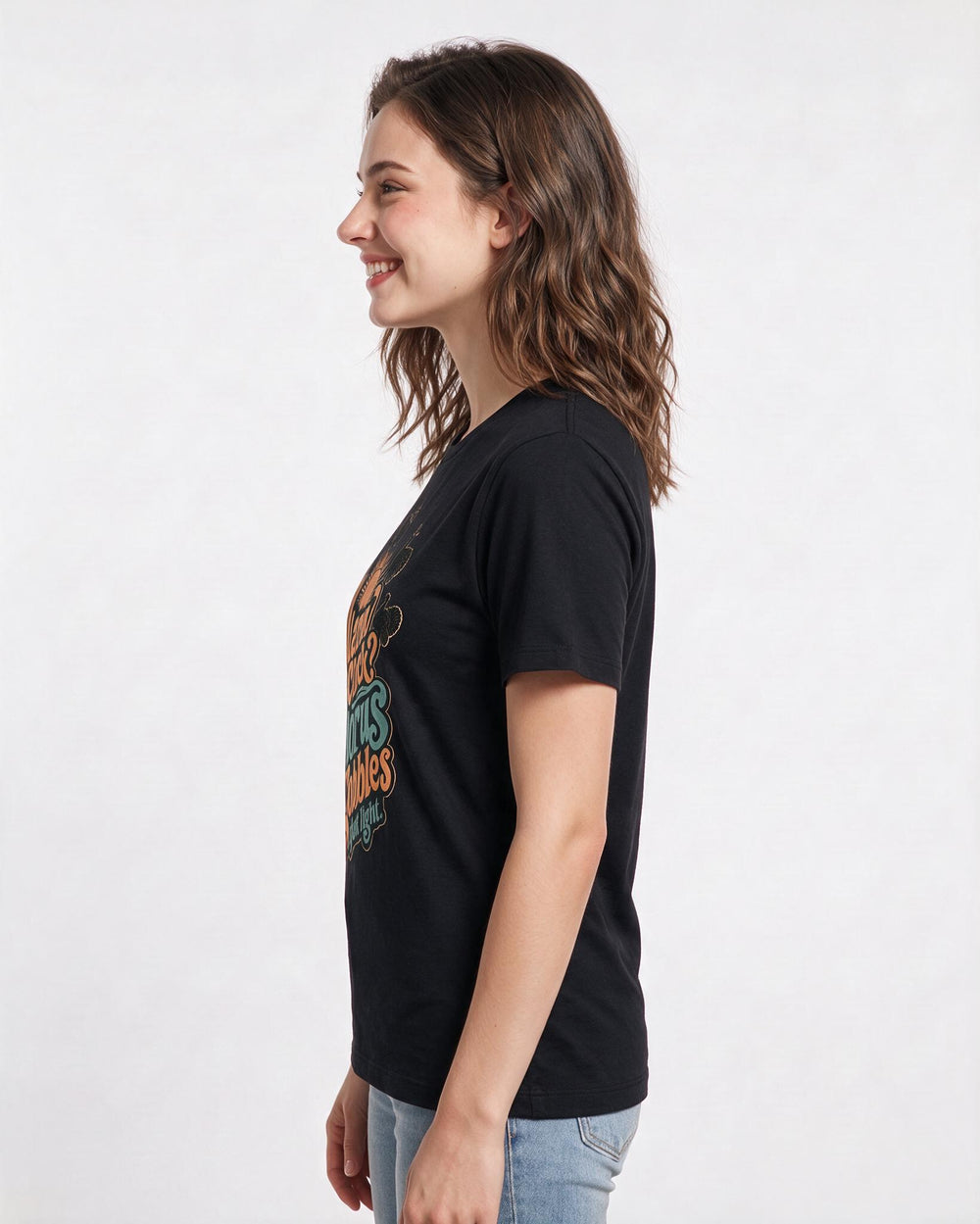 Hunting Women's Black T-Shirt – Alarm clock? Try a chorus of gobbles at first light. product image 2