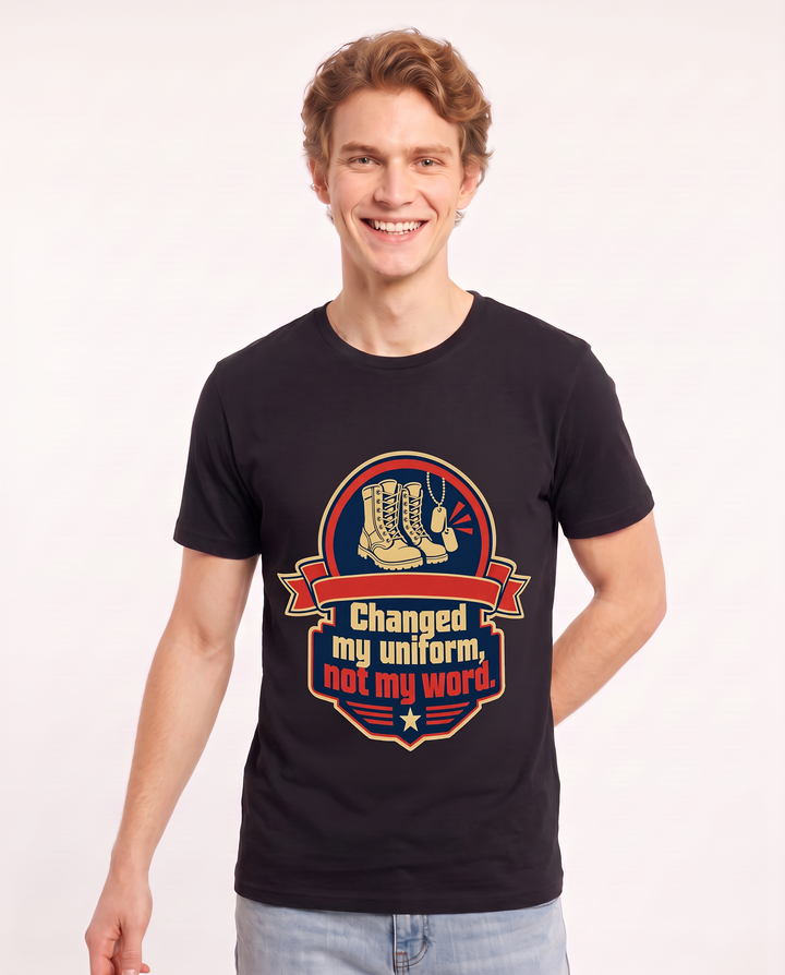 Graphic Men's Black T-Shirt - Changed my uniform, not my word. product image 3