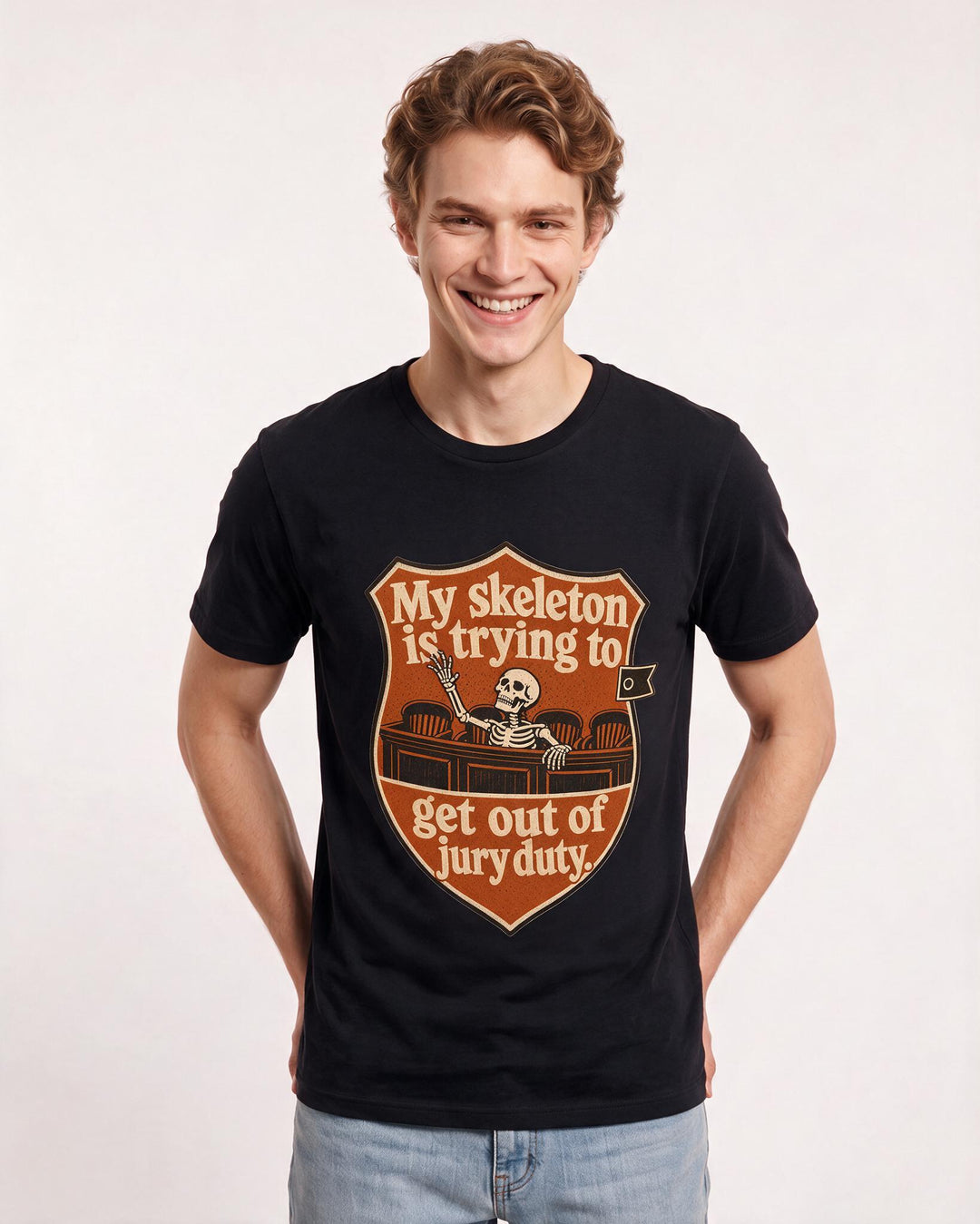 Halloween Men's Black T-Shirt - My skeleton is trying to get out of product image 3