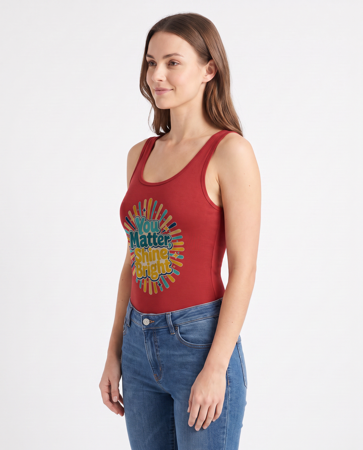 You Matter, Shine Bright Sleeveless Tank Bodysuit mockup 2