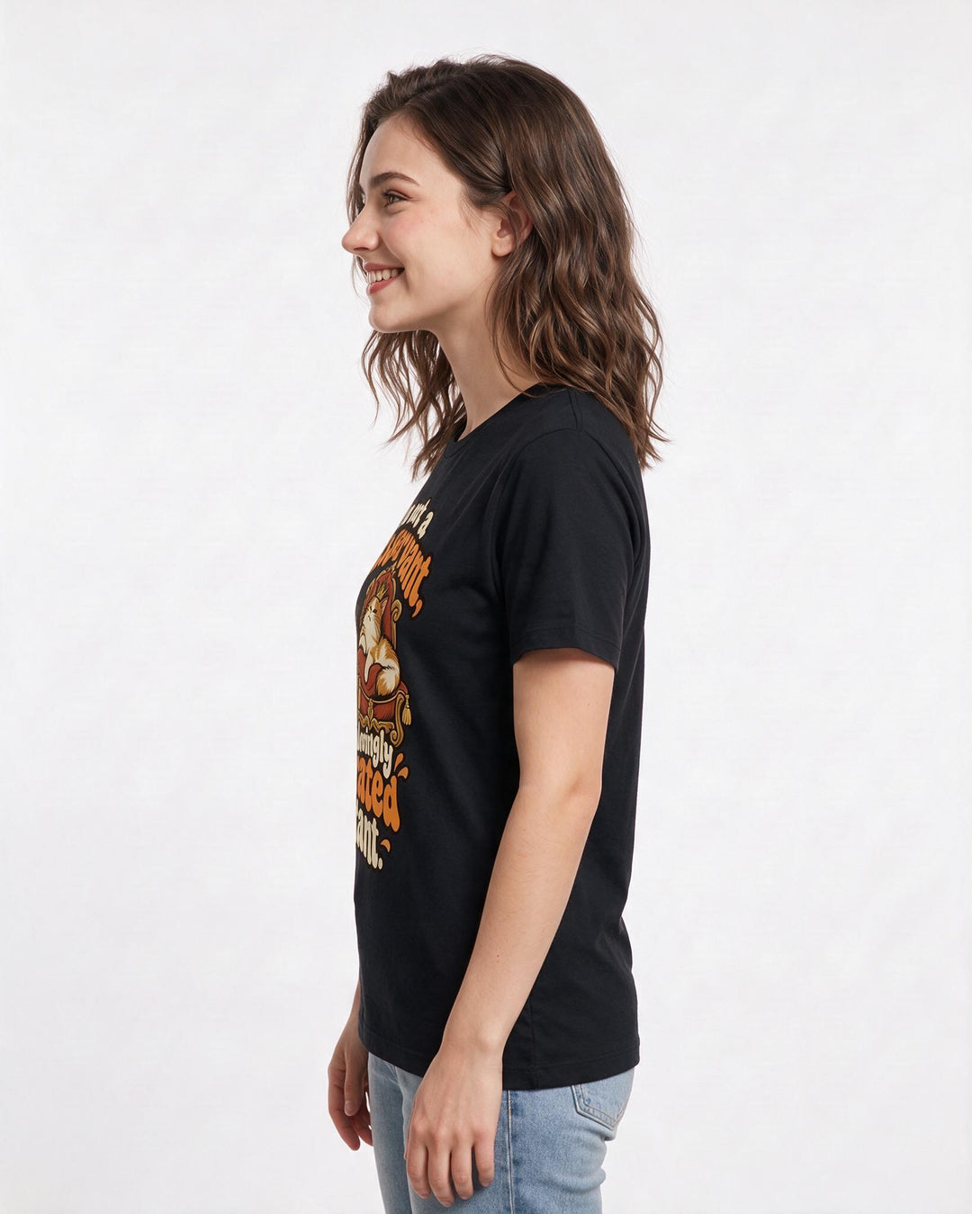Cat Lover Black T-Shirt for Women – Everyday Expression Graphic Tee product image 2