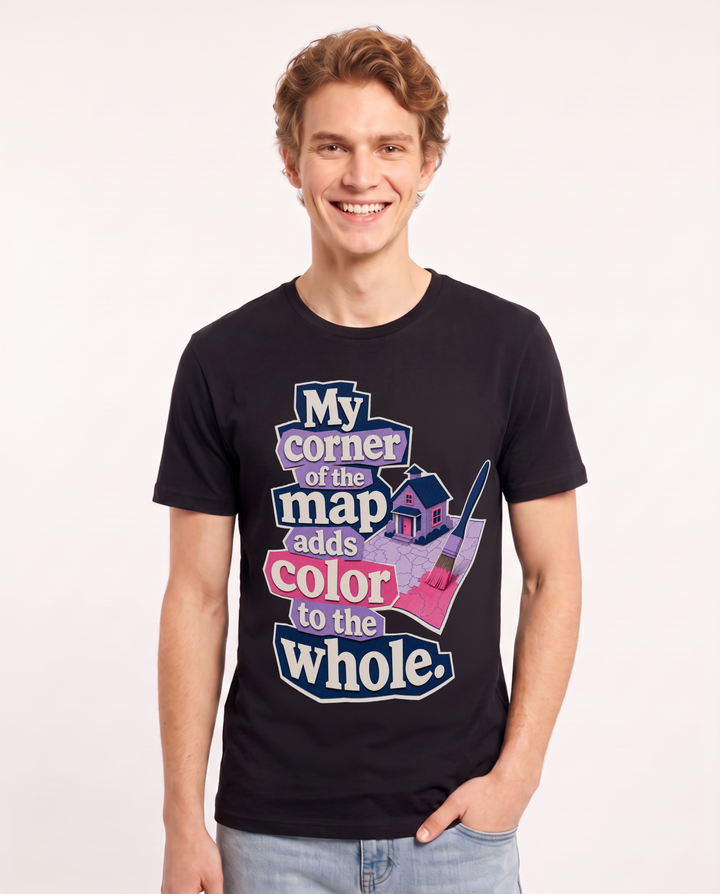 Patriotic Men's Black T-Shirt – My corner of the map adds color to the product image 1