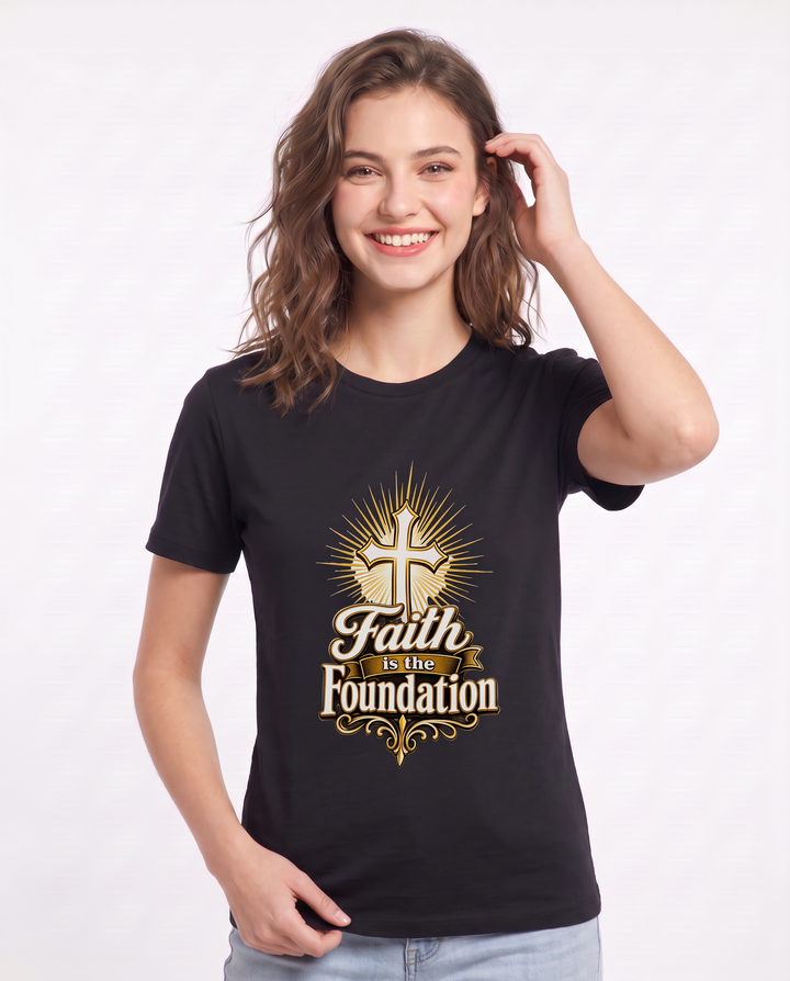 Faith is the Foundation Women's Black T-Shirt product image 1