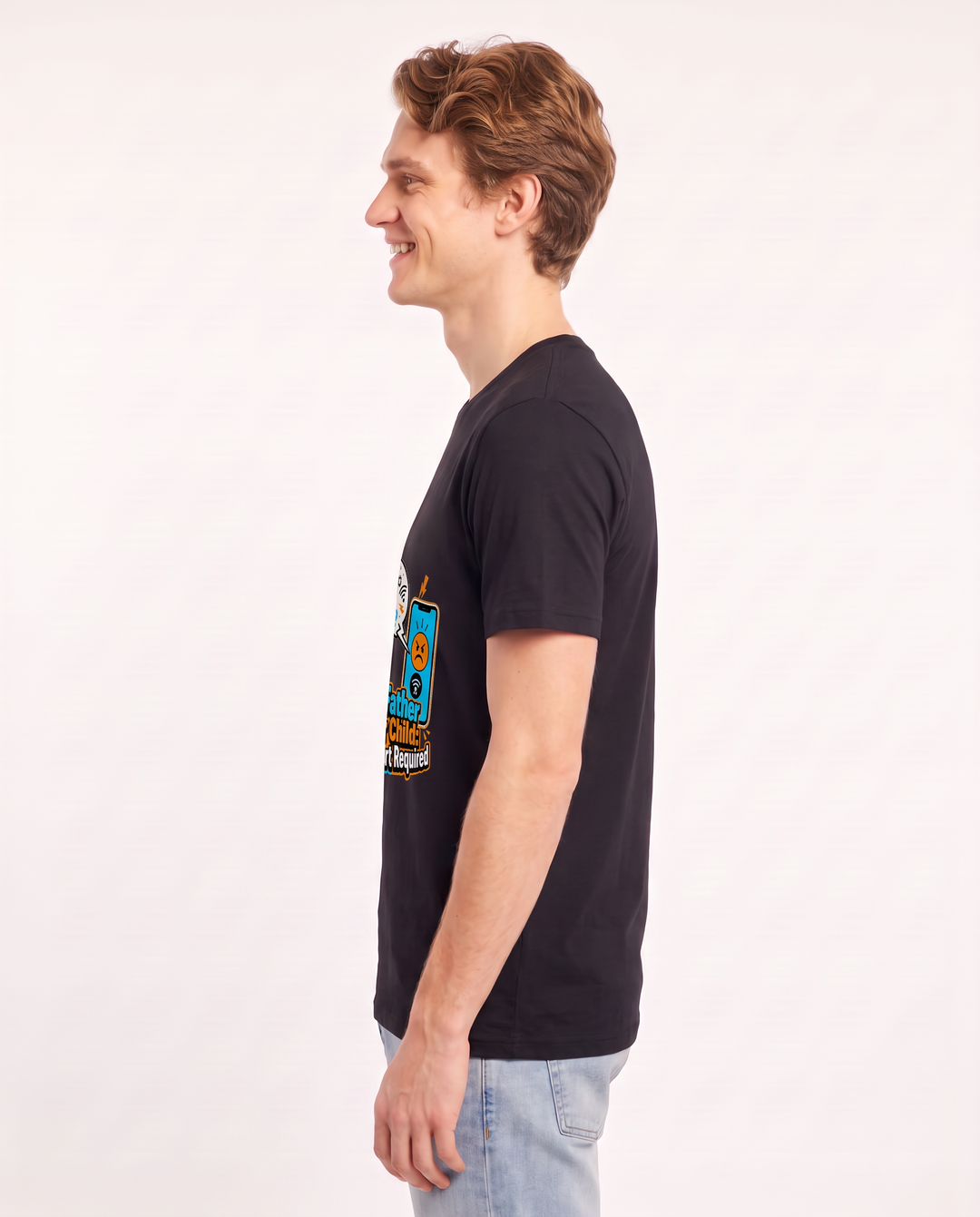Foster Father & Foster Child: Tech Support Required Men's Black T-Shirt product image 3