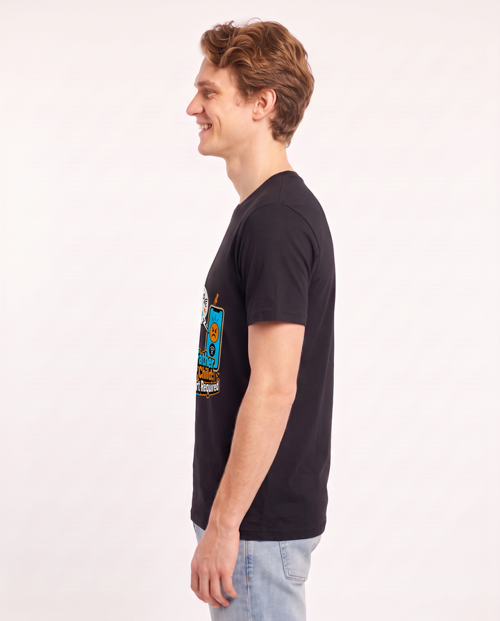Foster Father & Foster Child: Tech Support Required Men's Black T-Shirt product image 3
