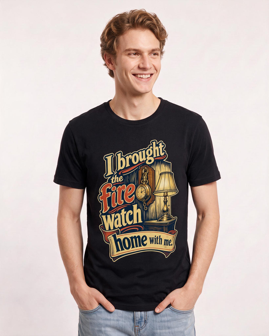 Veteran Men's Black T-Shirt – I brought the fire watch home with me. product image 3
