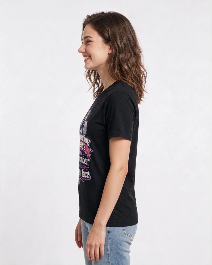 Funny Teacher Women's Black T-Shirt – Proofreading essays since September with a straight face. product image 2