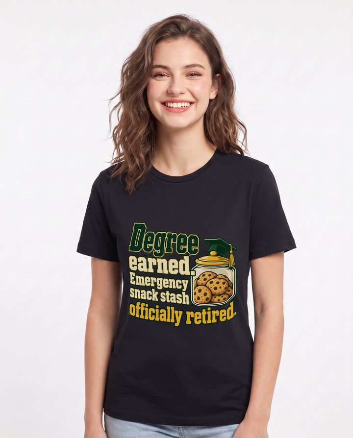 Graduation Black T-Shirt for Women – Everyday Expression Graphic Tee product image 3
