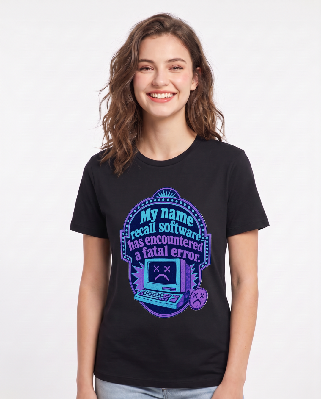 Graphic Women's Black T-Shirt - My name recall software has product image 1