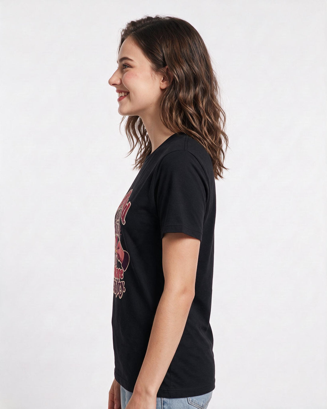 Couples Black T-Shirt for Women – Everyday Expression Graphic Tee product image 2